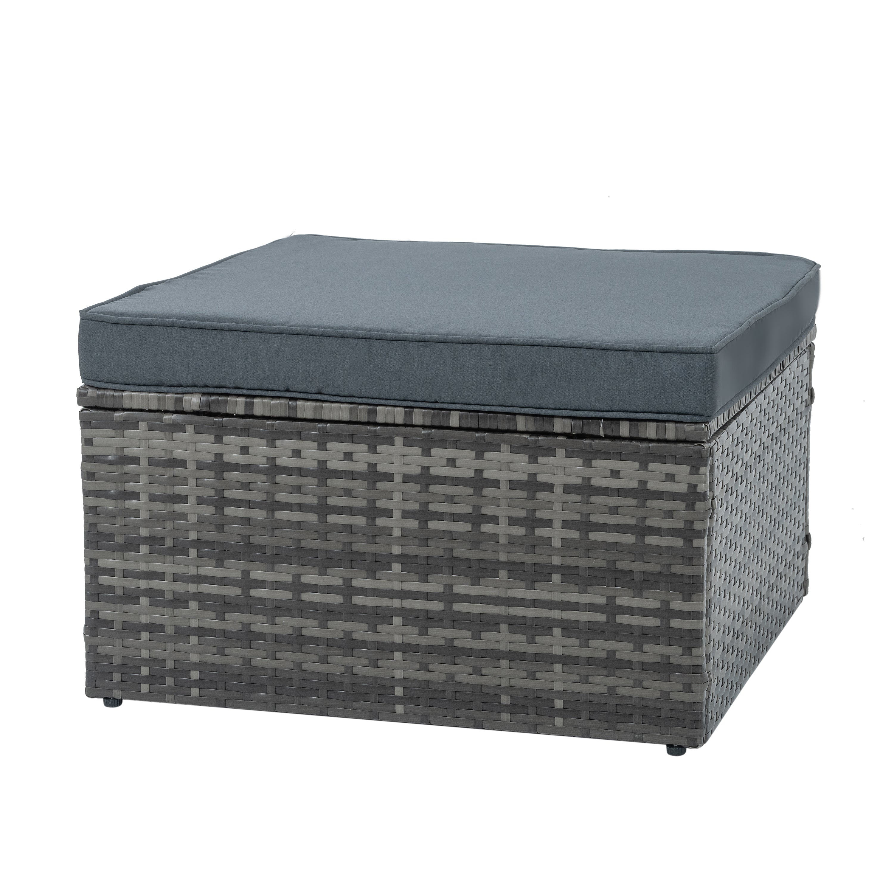 Mobilier de jardin, mobilier d'extérieur, mobilier saisonnier en osier PE, ensemble de 5 meubles en osier avec table basse en contreplaqué