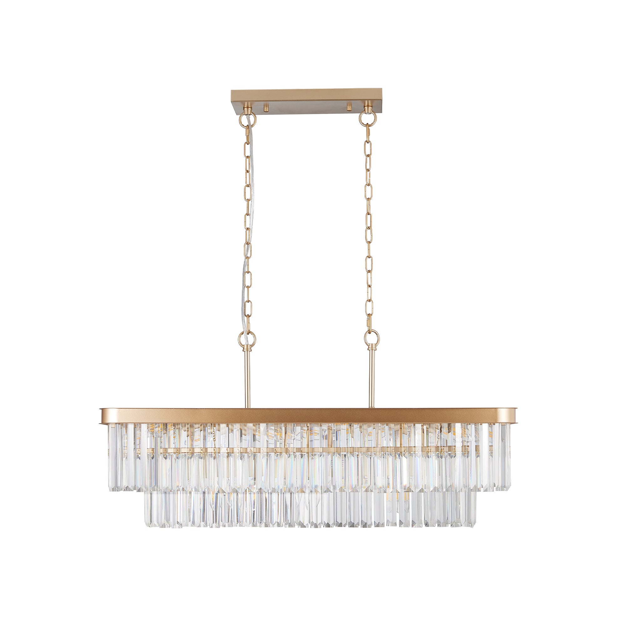 Chandeliers,Rectangular Crystal Chandelier Adjustable,E12 Modern Industrial Crystal Lights (Bulb Not Included)