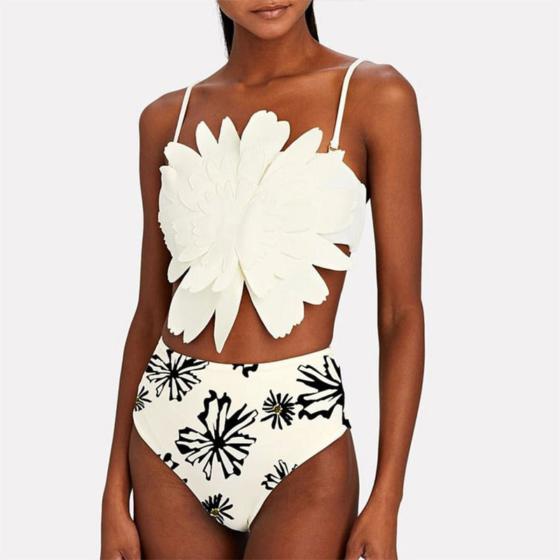 Maillot de bain bikini fendu à fleurs 3D Heavy Industry pour femme