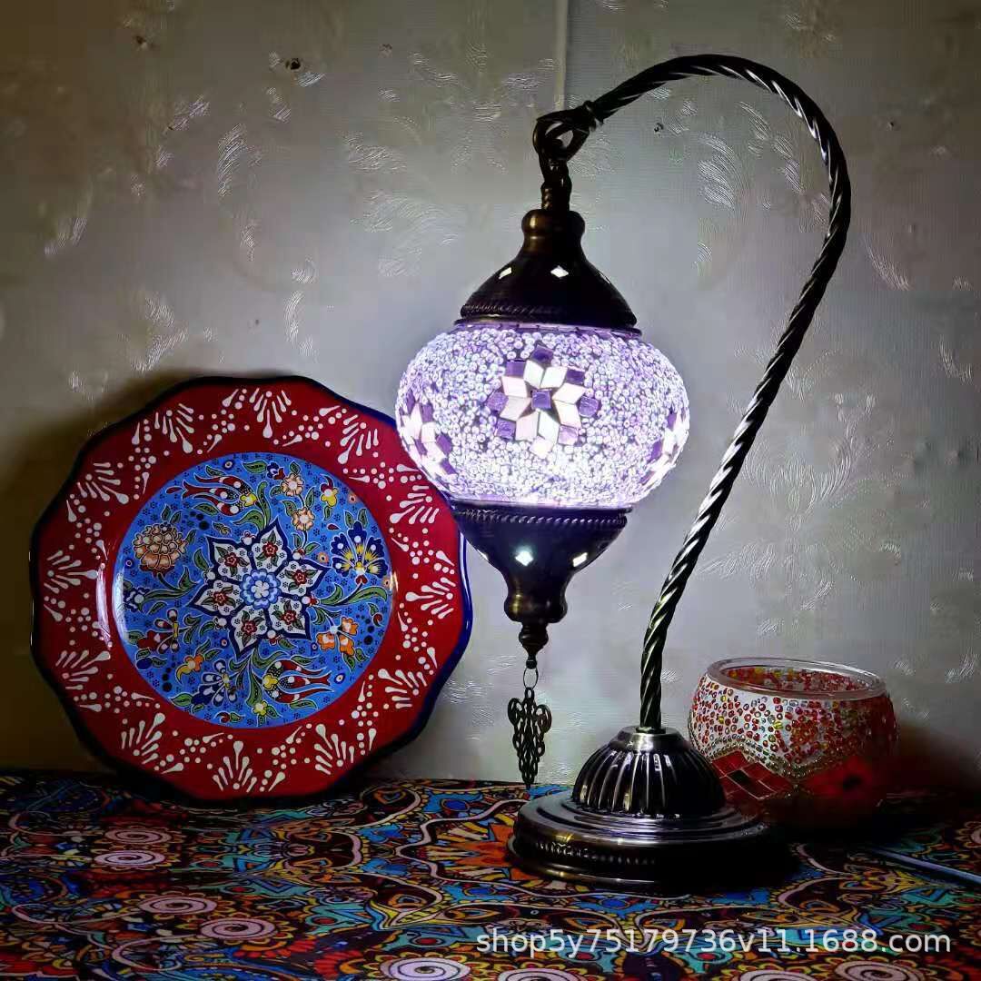 Table de chevet en mosaïque rétro marocaine exotique, coiffeuse Little Swan Cafe, table basse, lampe décorative