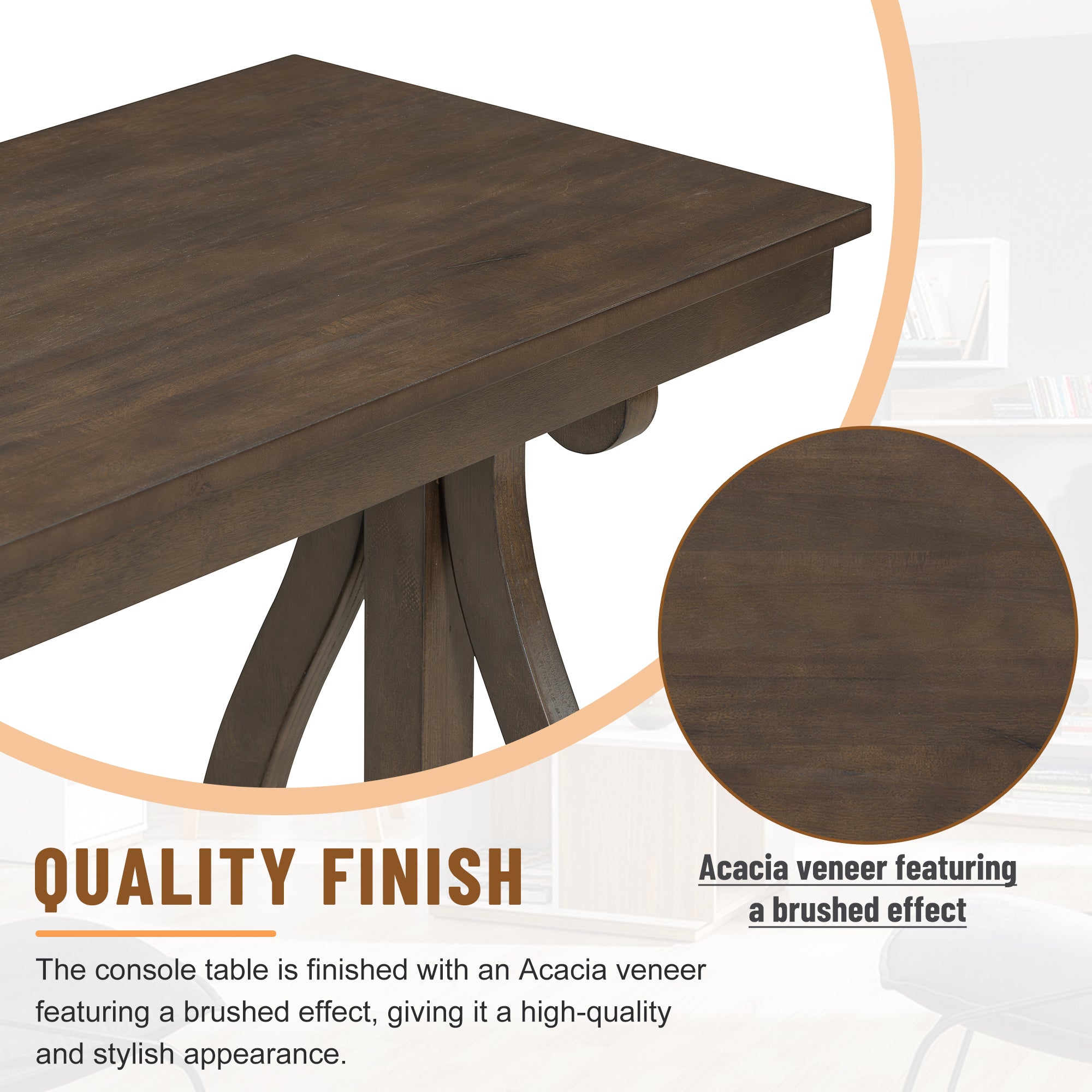 Console rustique vintage de 48 pouces – Table d'entrée de style ferme avec étagère ouverte et construction robuste (noyer)