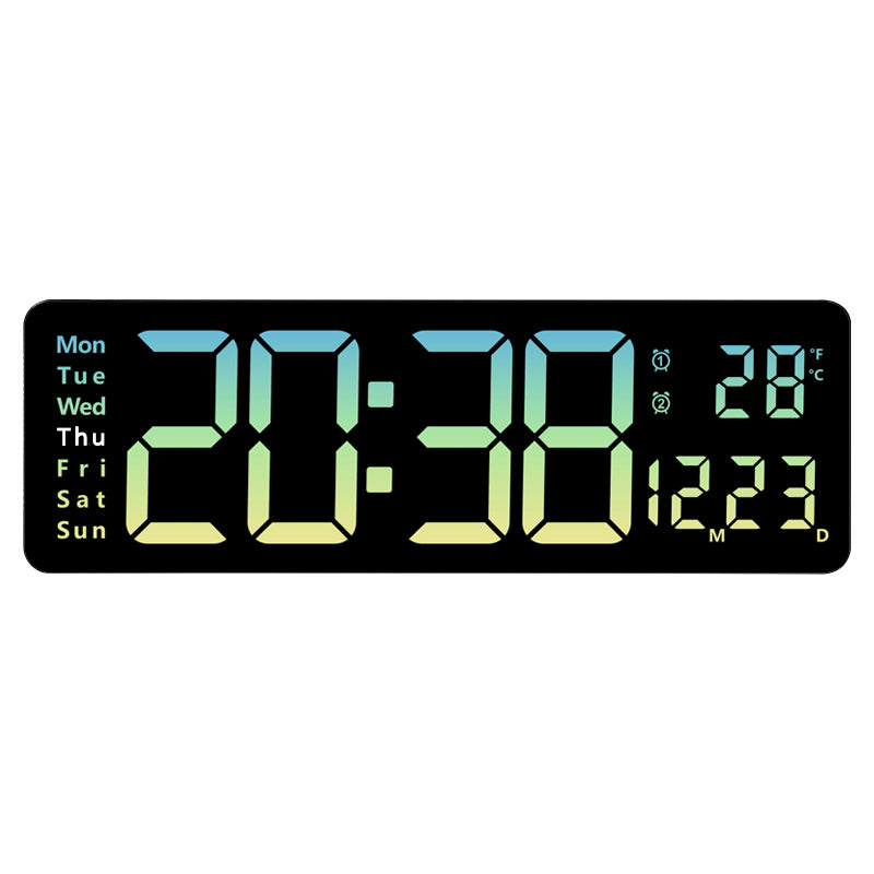 Horloge murale numérique à LED de 13/16 pouces, télécommande murale, affichage de la température, de la date et de la semaine, minuterie, double alarme