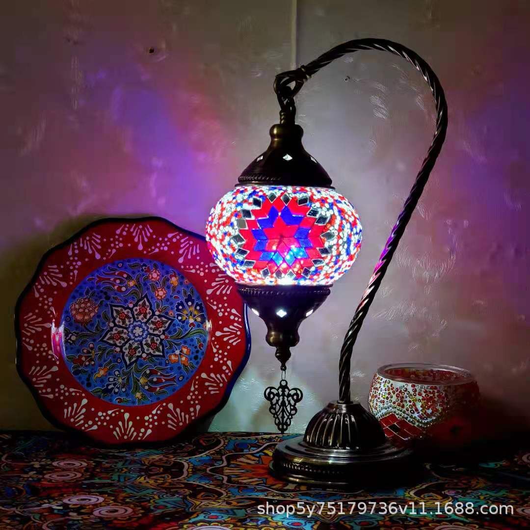 Table de chevet en mosaïque rétro marocaine exotique, coiffeuse Little Swan Cafe, table basse, lampe décorative