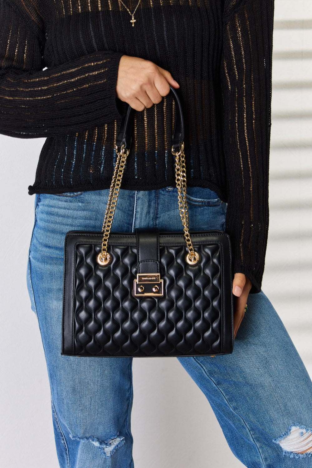 Sac à main en cuir PU matelassé David Jones