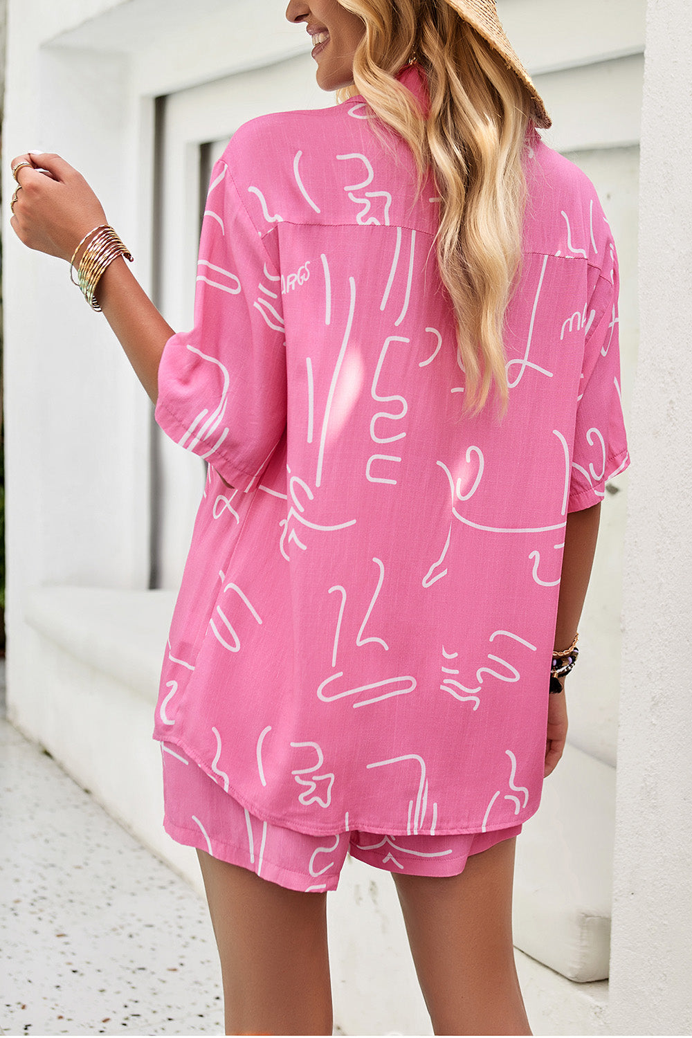 Ensemble chemise boutonnée et short imprimé Devine