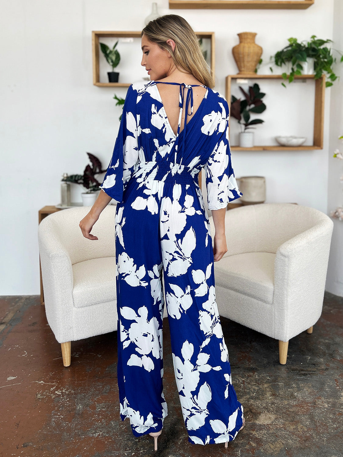 Combinaison à jambes larges et nouée dans le dos, taille réelle, imprimée Double Take