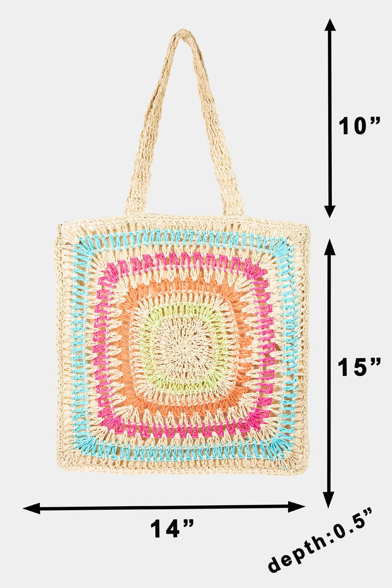 Sac fourre-tout en tricot crocheté Fame Rainbow