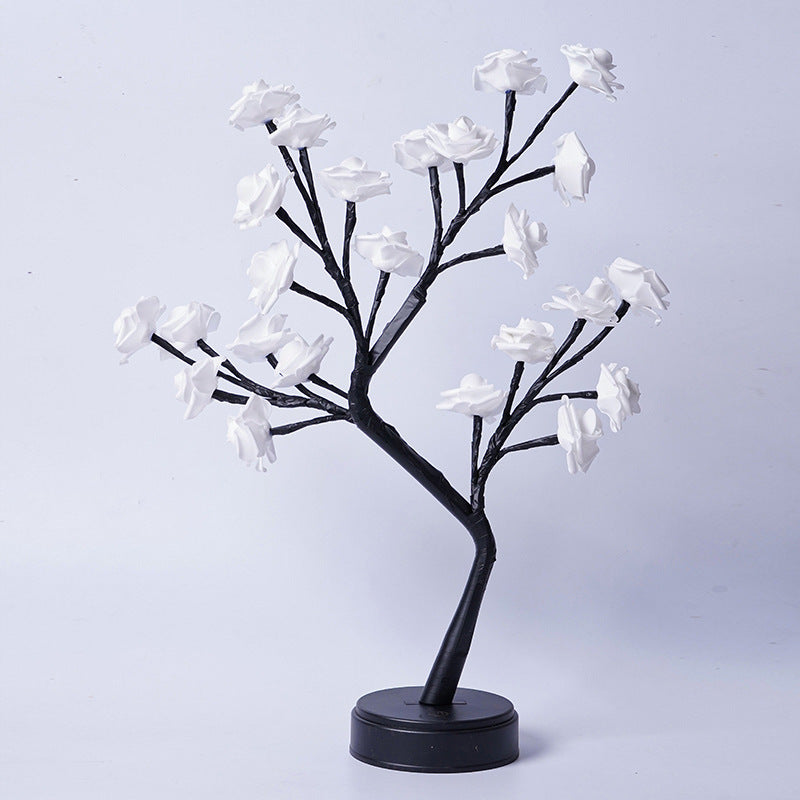 Lampe de table en forme d'arbre à fleurs et de roses, veilleuse féerique, alimentée par USB, idéale pour un mariage, la Saint-Valentin ou Noël.
