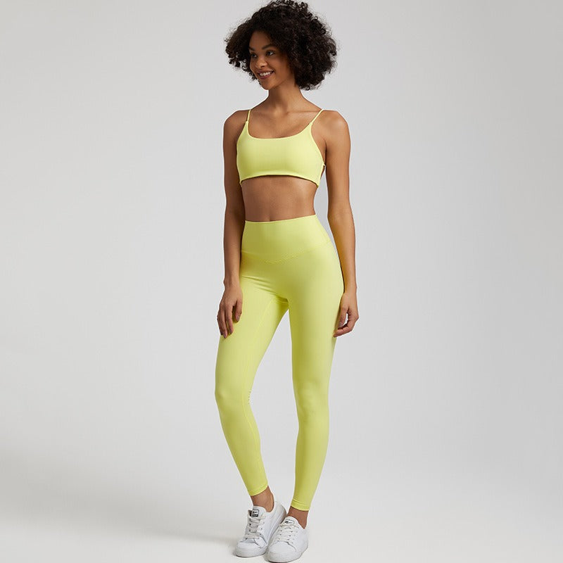 Vêtements de yoga nus européens et américains pour femmes, lifting des fesses, combinaison de course respirante et moulante, vêtements de sport et de fitness du dos
