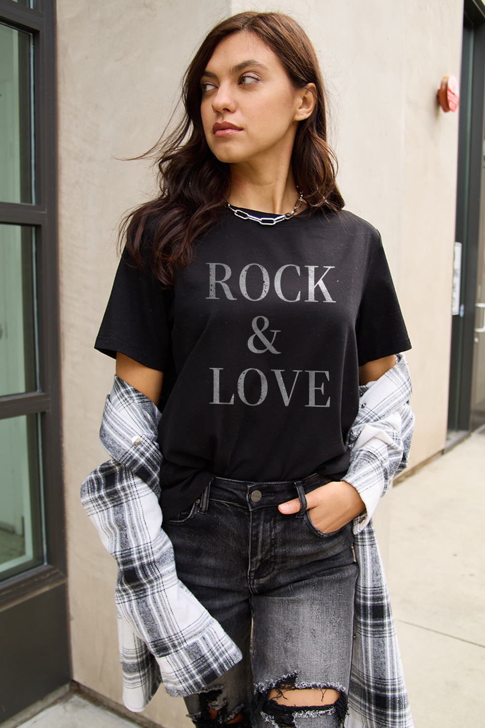 Simply Love Full Size ROCK & LOVE Short Sleeve T-Shirt