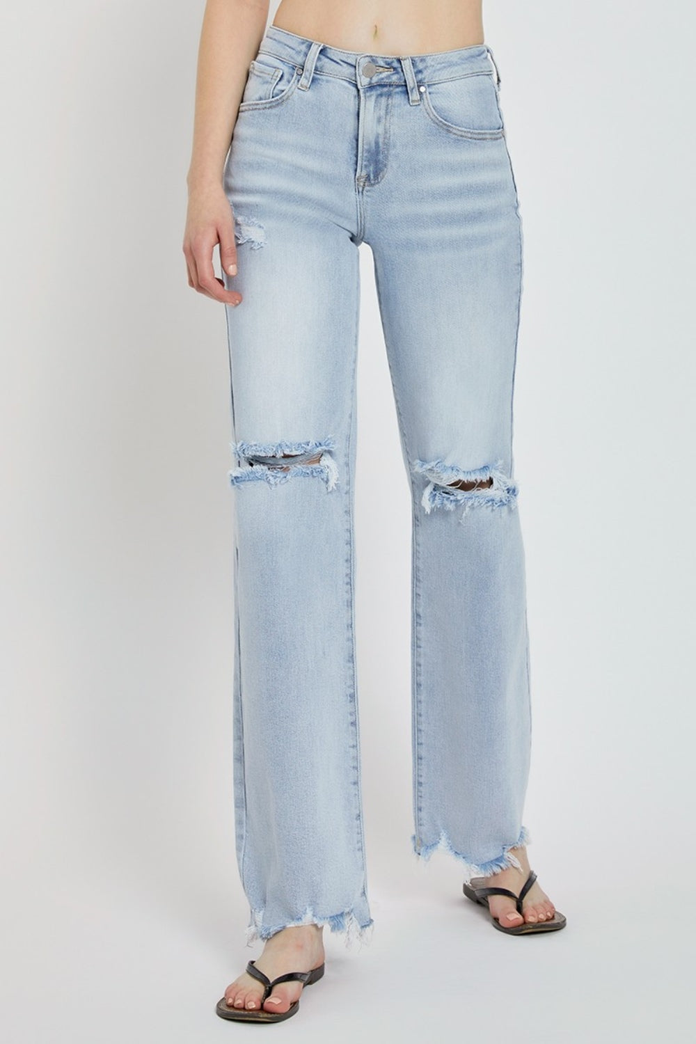Jean large taille haute RISEN à effet usé
