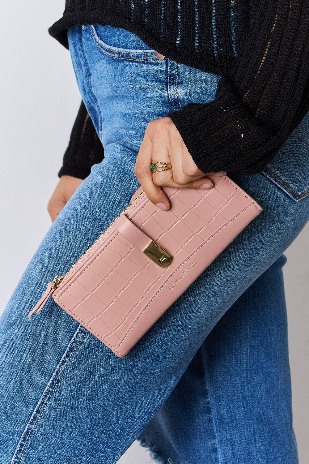 Portefeuille en cuir PU texturé David Jones