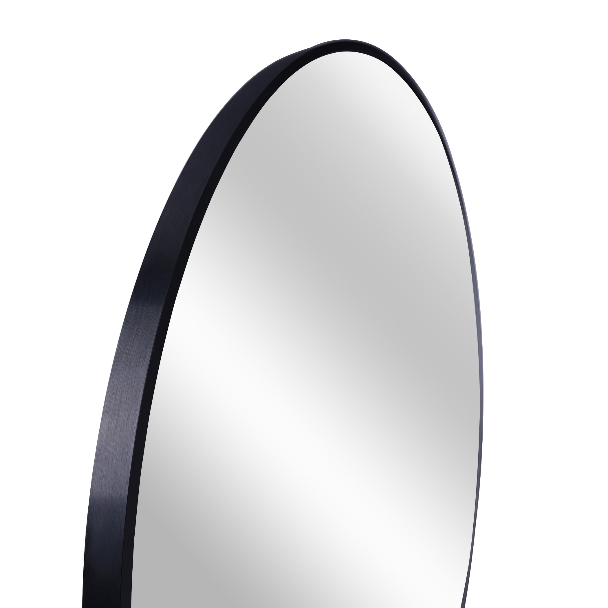 Miroir de salle de bain rond en métal noir de 24 pouces