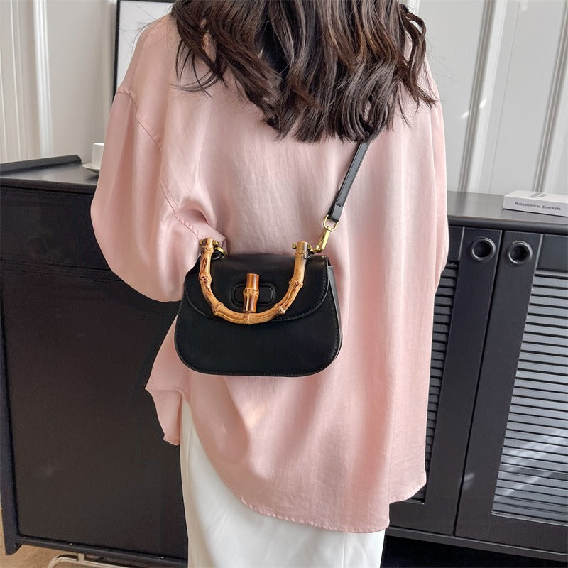 Sac à main en bambou pour femme, sac à bandoulière rétro