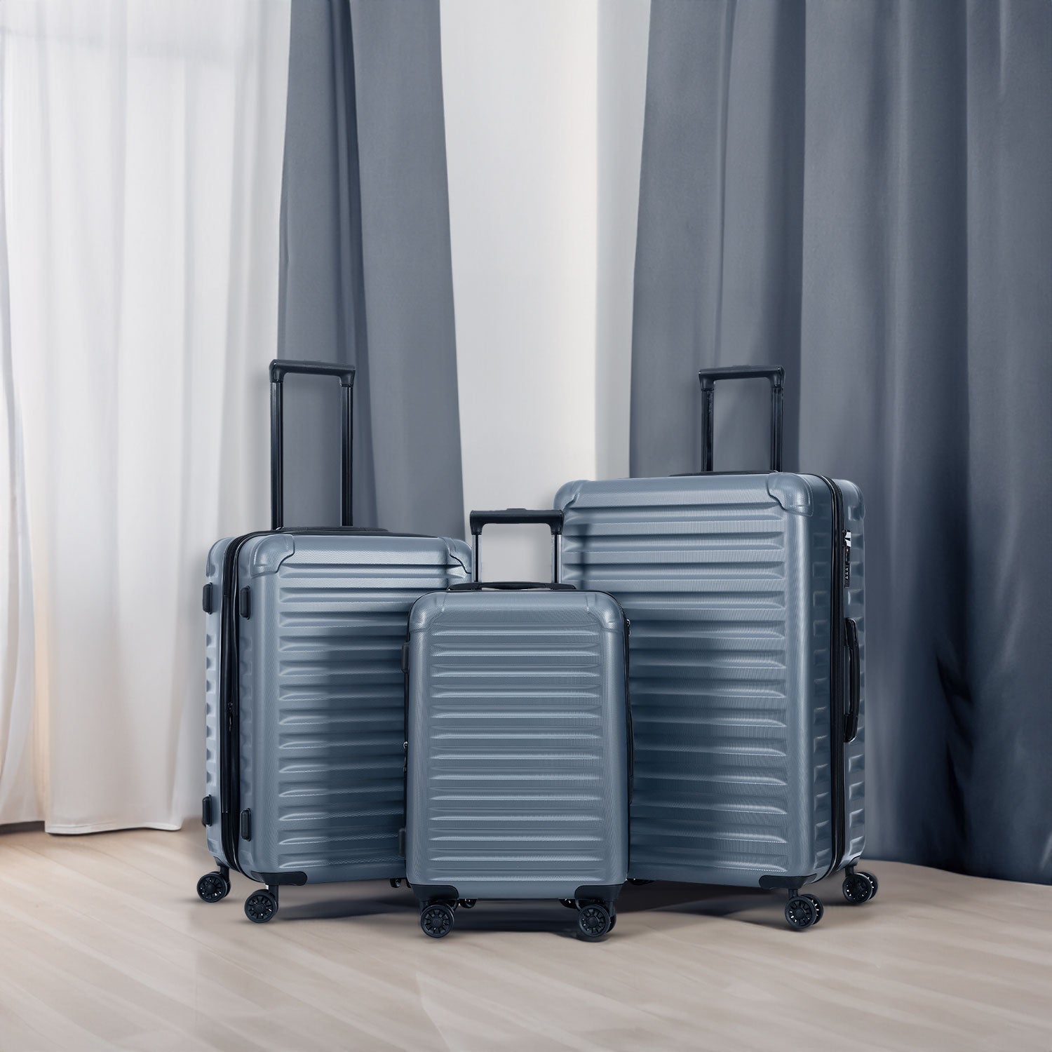 Ensemble de bagages extensibles, nouveau modèle, ABS et PC, 3 pièces, avec roulettes pivotantes, serrure TSA légère (20/24/28), gris acier