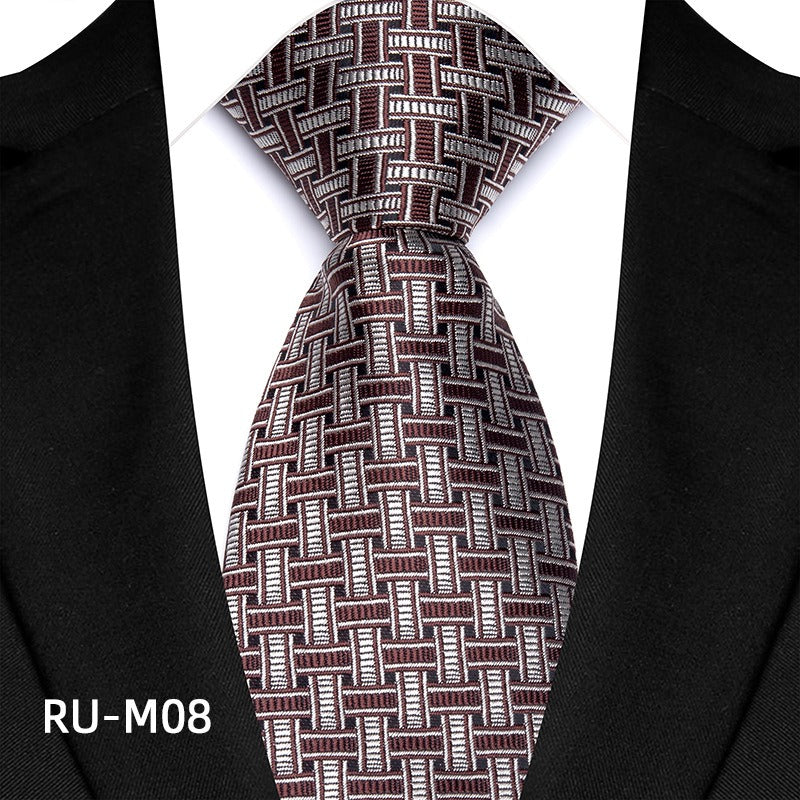 Cravate de costume pour homme à rayures haute densité et petites fleurs