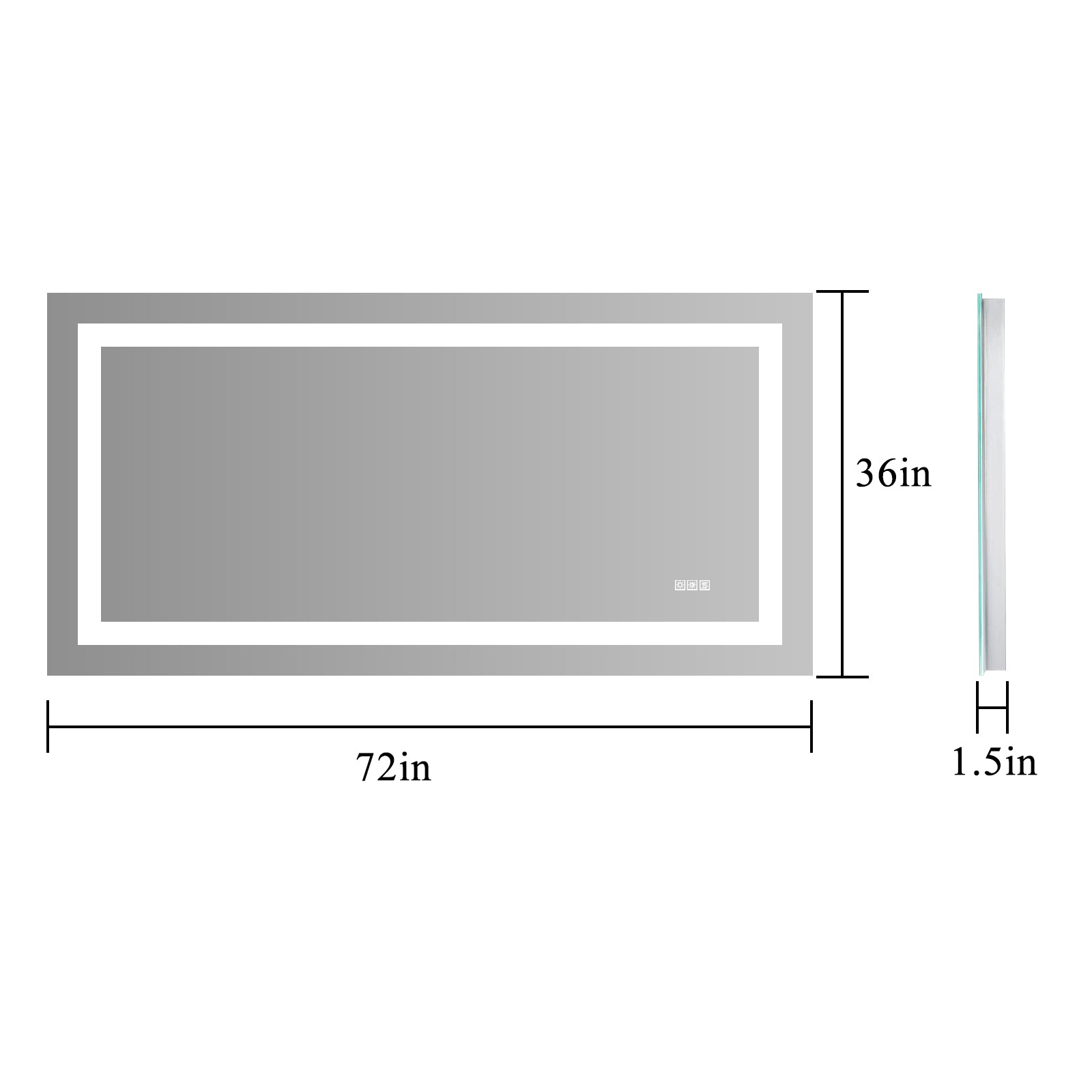 Miroir de salle de bain à LED 72 x 36 pouces avec éclairage, antibuée et variateur d'intensité. Miroir de salle de bain à LED