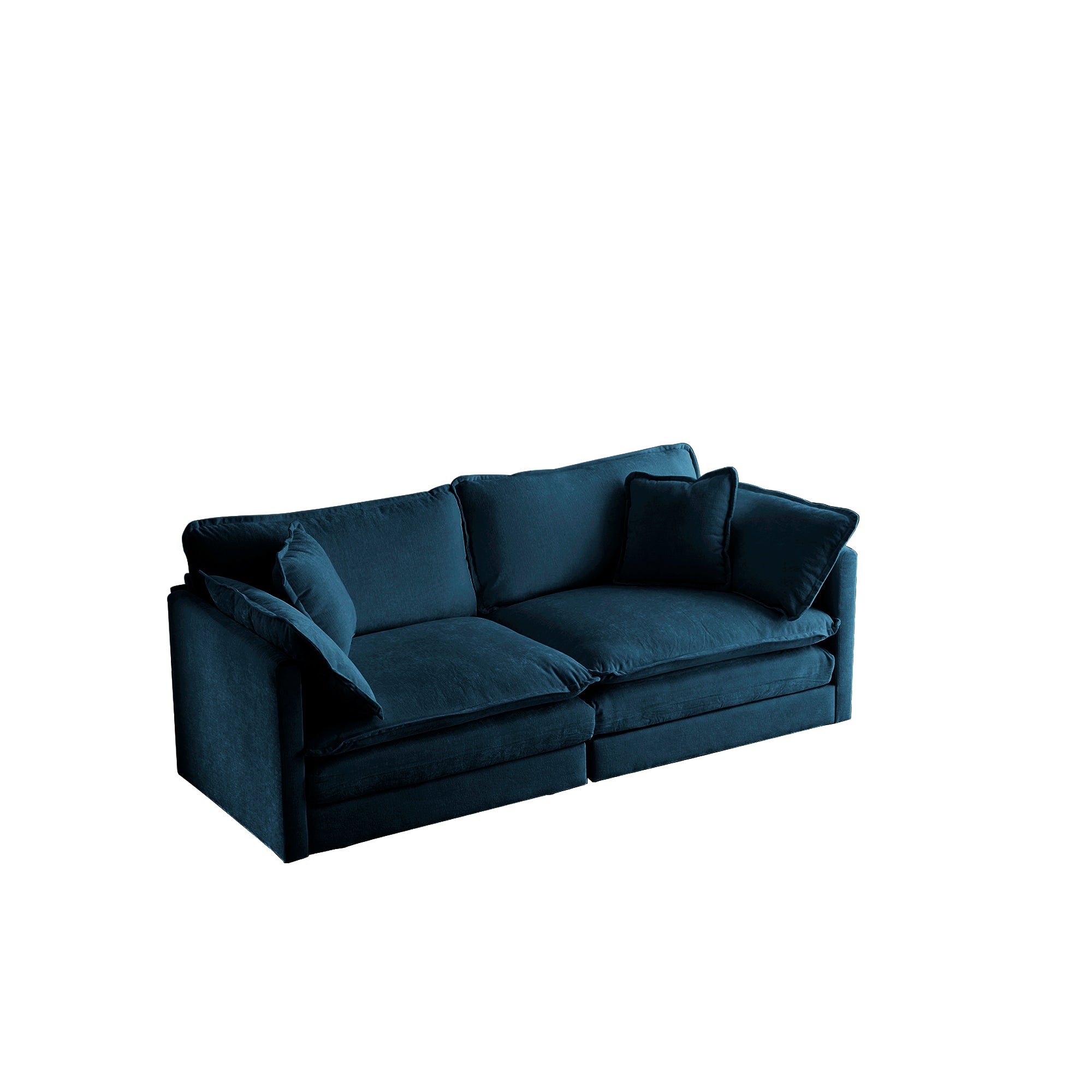Canapé causeuse moderne en tissu pour salon, canapé 2 places rembourré, grande taille, siège profond, avec 4 oreillers, chenille bleue