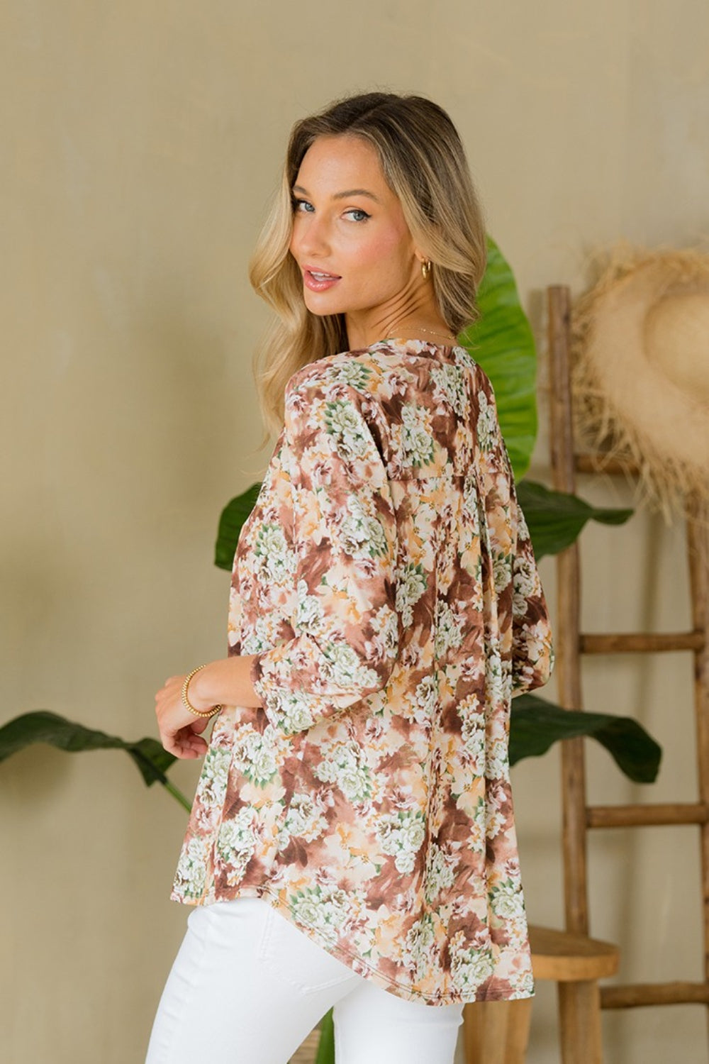 Haut fleuri cranté sans plis, taille réelle, Sew In Love