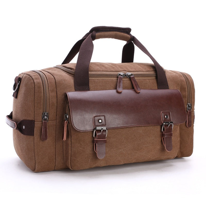 Sac fourre-tout décontracté vintage de grande capacité, sac de voyage en cuir synthétique et toile