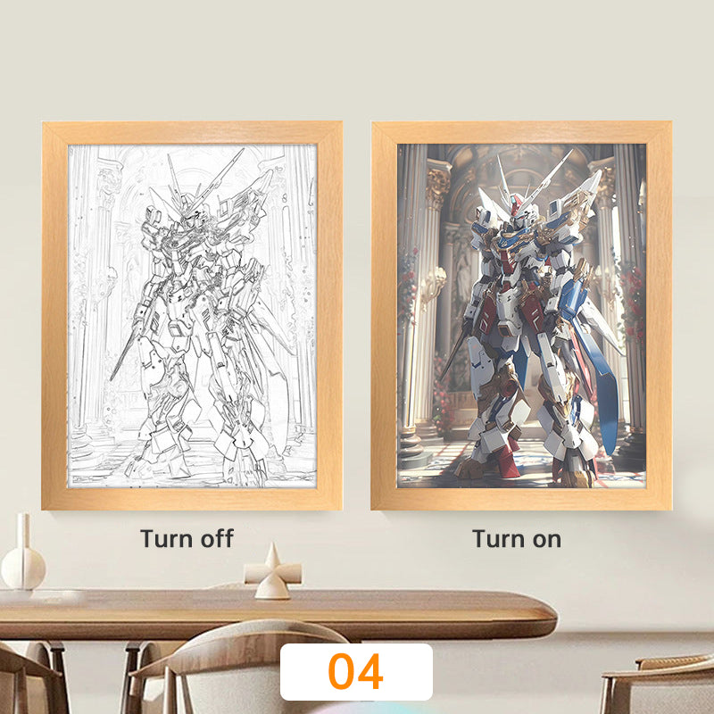 Lampe de lune à LED avec peinture lumineuse animée Kyojuro Rengoku Kimetsu Demon Slayer, cadre photo pour décoration murale de chambre, cadeaux Hoom Deco No Yaiba