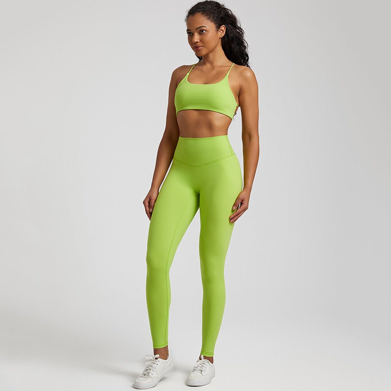 Vêtements de yoga nus européens et américains pour femmes, lifting des fesses, combinaison de course respirante et moulante, vêtements de sport et de fitness du dos