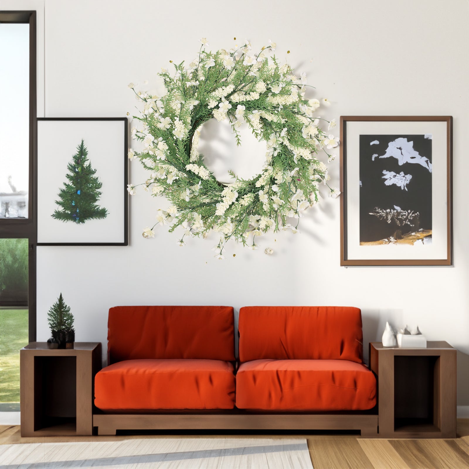 Couronne de fleurs de prunier de 30 pouces