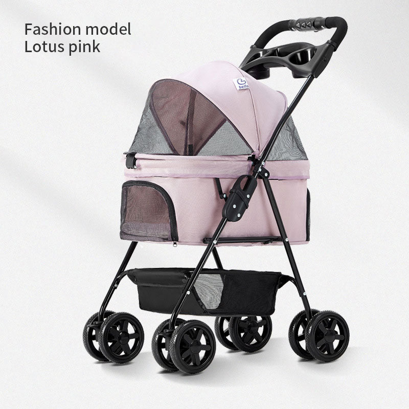Chariot d'été léger pliable pour animaux de compagnie, chariot de voyage à quatre roues pour chiens