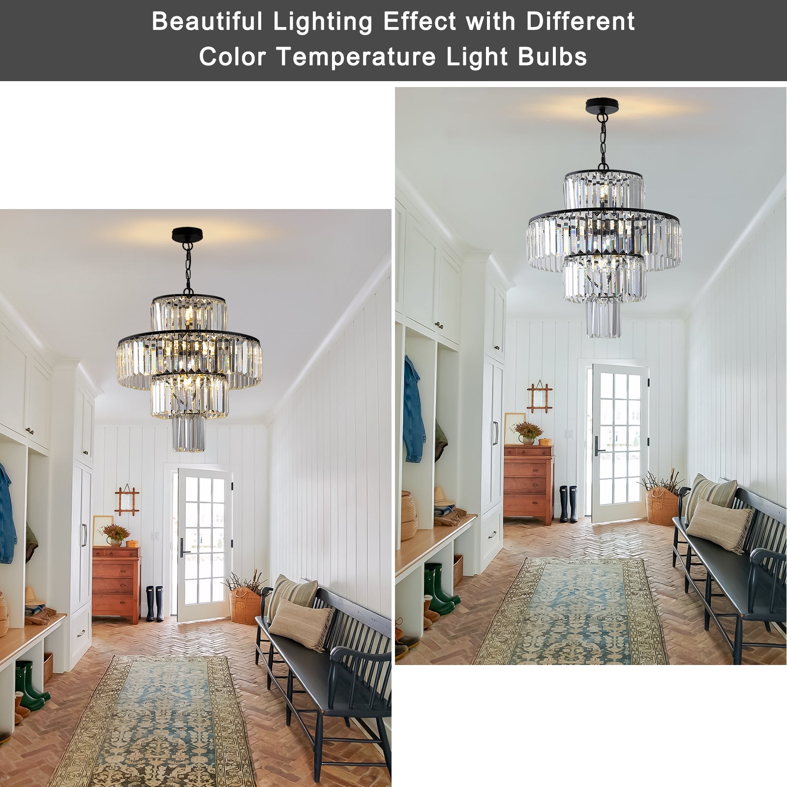 Black Luxury Crystal Chandelier Modern Chandeliers Lights Fixture Hanging Pendant Light Fixture for Dining Room Bedroom