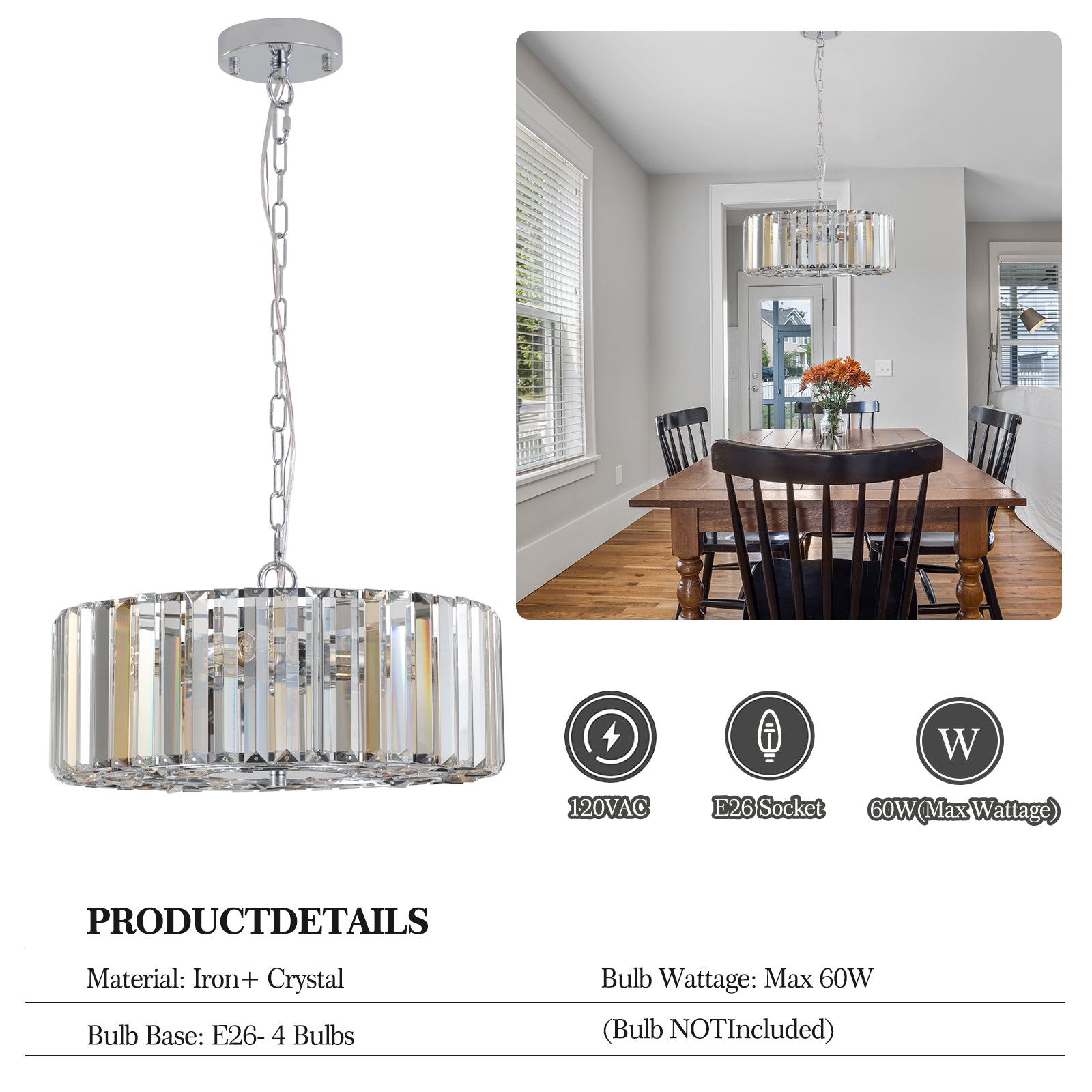 Lustre en cristal moderne pour salon, lampe ronde en cristal, luminaire décoratif de luxe pour la maison