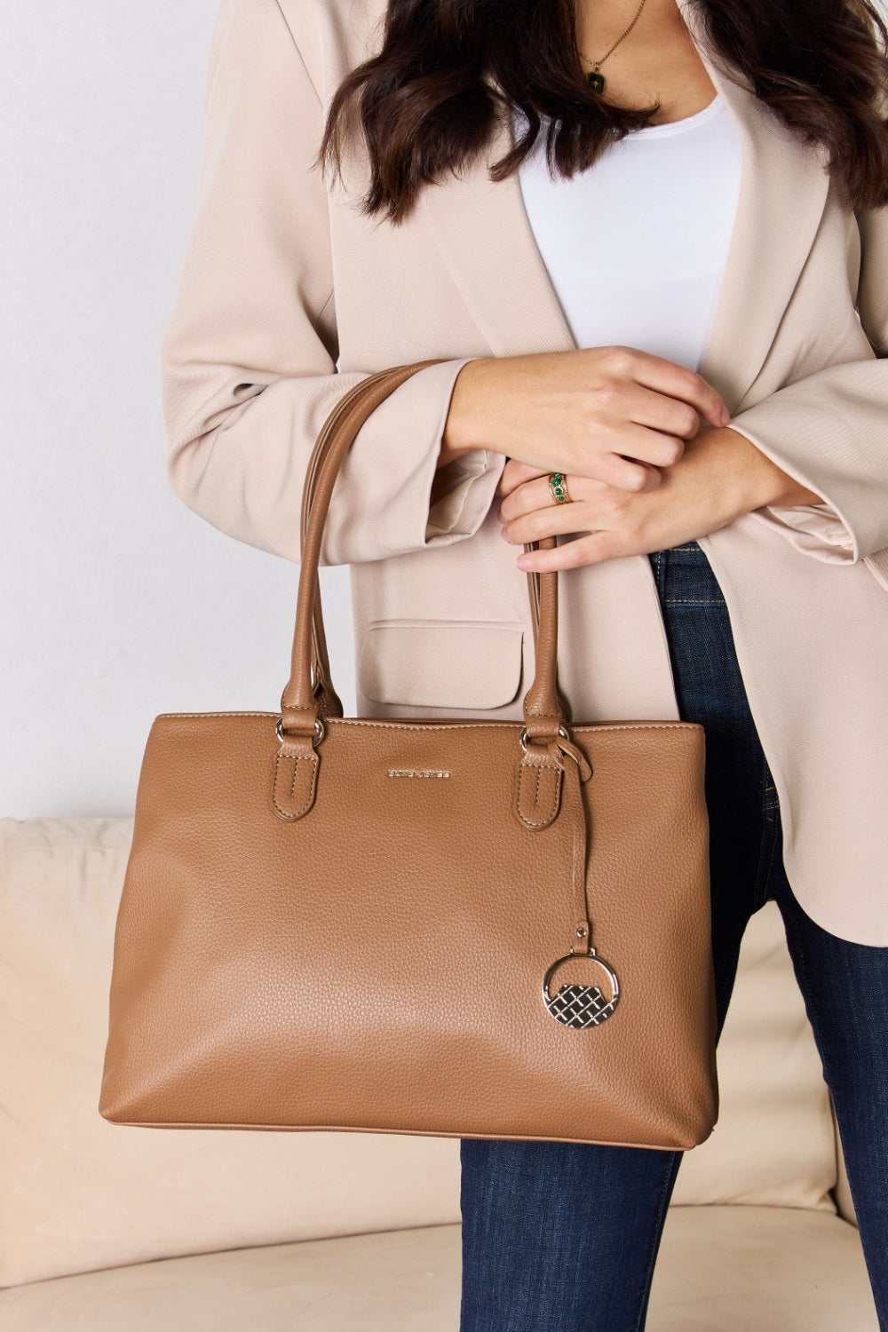 Sac à main en cuir structuré David Jones