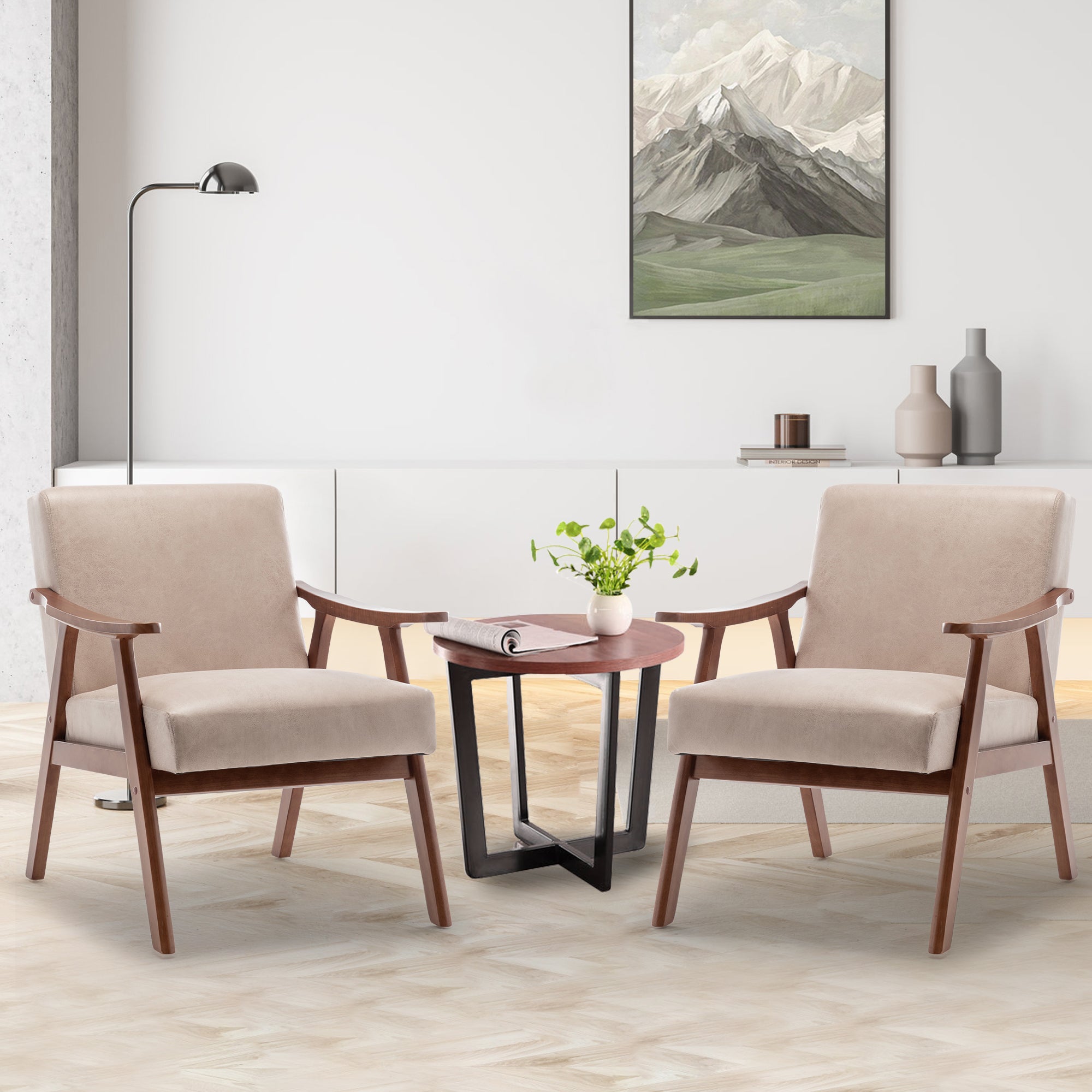 Chaise de salon à cadre en bois massif, chaise d'appoint avec dossier épais, chaise décontractée Indoo