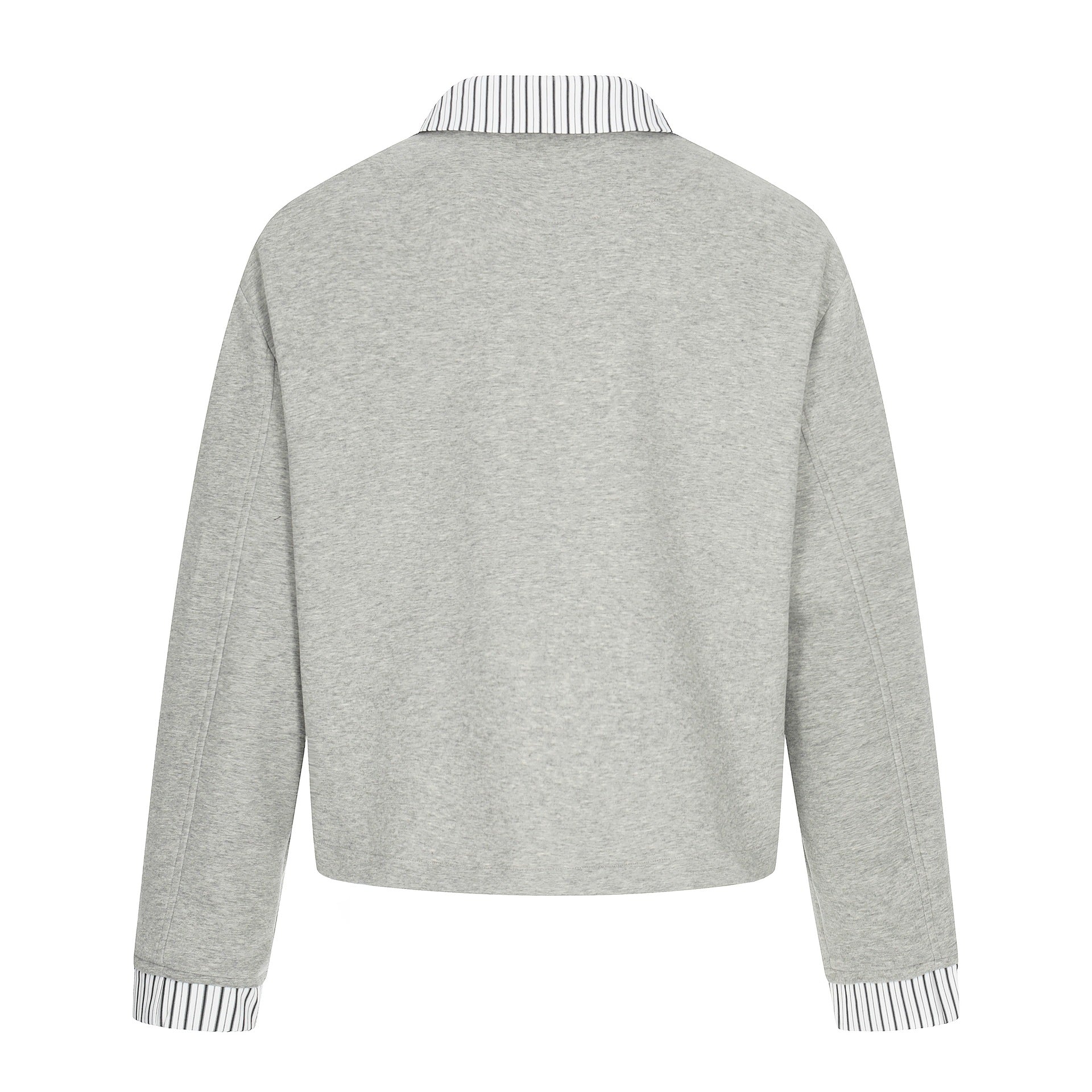 Striped Shirt Collar Spliced Mock Two-Piece Double-Breasted Jacket Coat