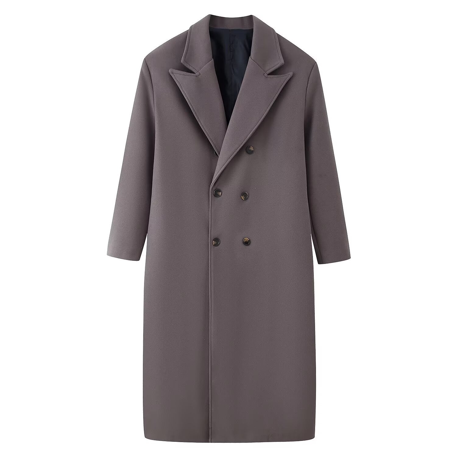 Double breasted long coat woolen jacket