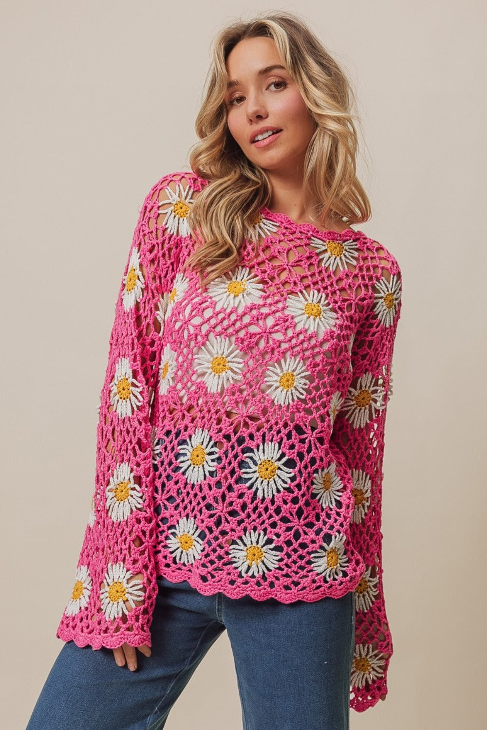 Cache-maillot BiBi en dentelle et crochet à fleurs