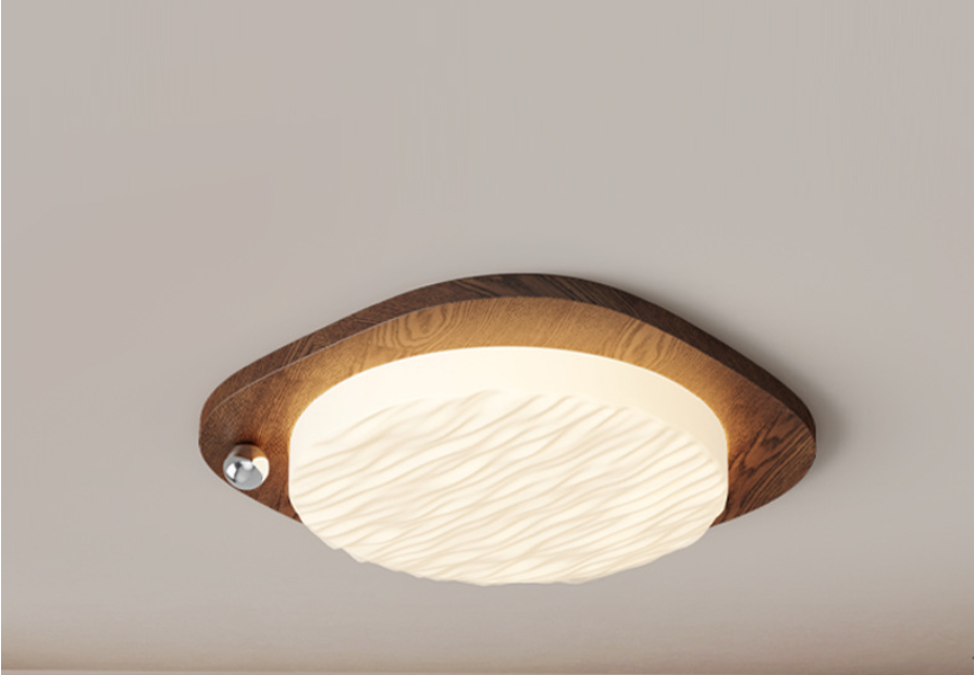 Bedroom lamp retro walnut wood grain full spectrum eye protection lamp ceiling lamp