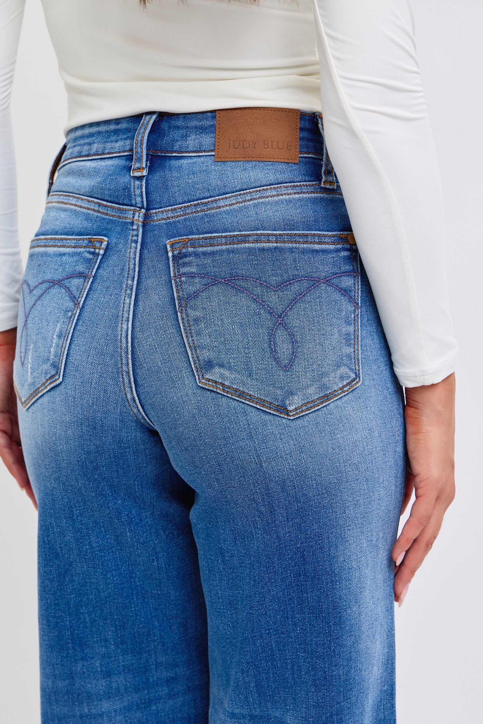 Jean large taille haute bleu vieilli Judy