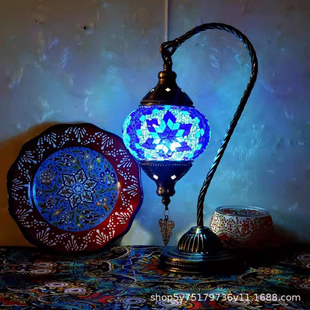 Table de chevet en mosaïque rétro marocaine exotique, coiffeuse Little Swan Cafe, table basse, lampe décorative