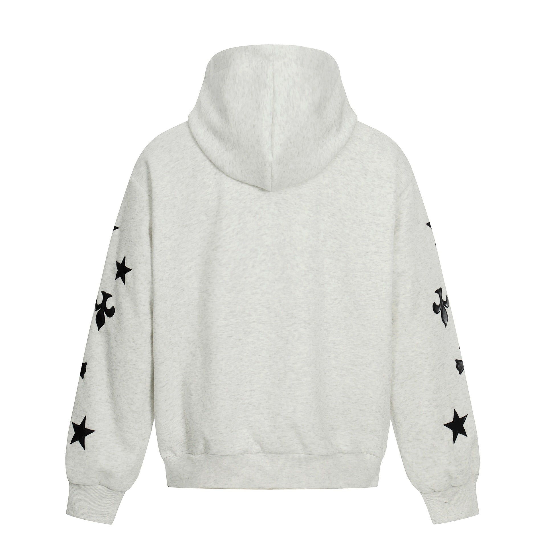 Leather Patch Embroidery Design Zipper Hooded Loose Fit