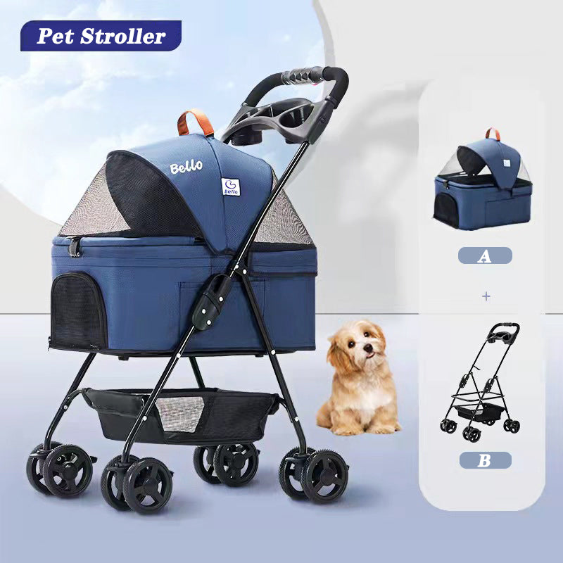 Poussette pour chien et chat, pliable et empilable, idéale pour promener le chien et les chats