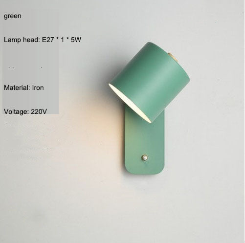 Lampe de chevet nordique pour chambre à coucher, lampe murale pour bureau, salle à manger, couloir avec interrupteur, lampe murale macaron LED, lampe murale minimaliste