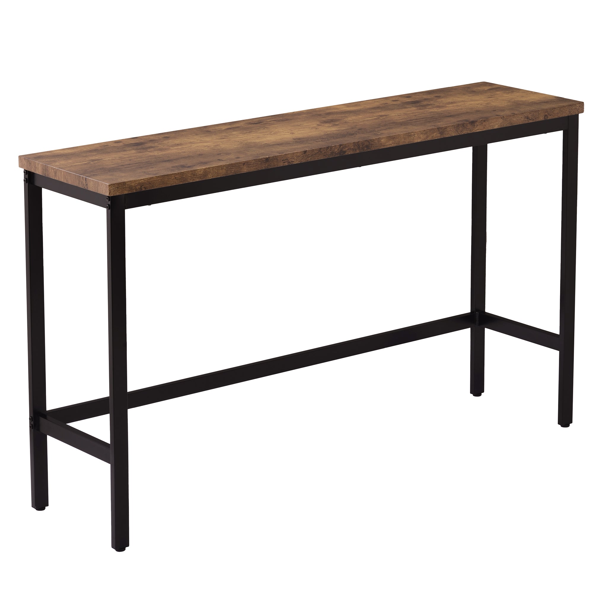 Ensemble de table à manger extra longue à hauteur de comptoir TOPMAX avec 3 tabourets, ensemble de cuisine de pub, table d'appoint avec repose-pieds, marron