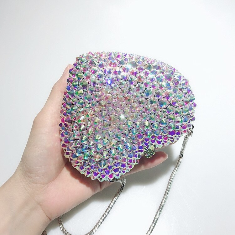 Sacs de soirée romantiques en diamant en forme de cœur pour femmes, nouveau design, sacs à bandoulière personnalisés, jolis sacs à main pour dîner de mariage