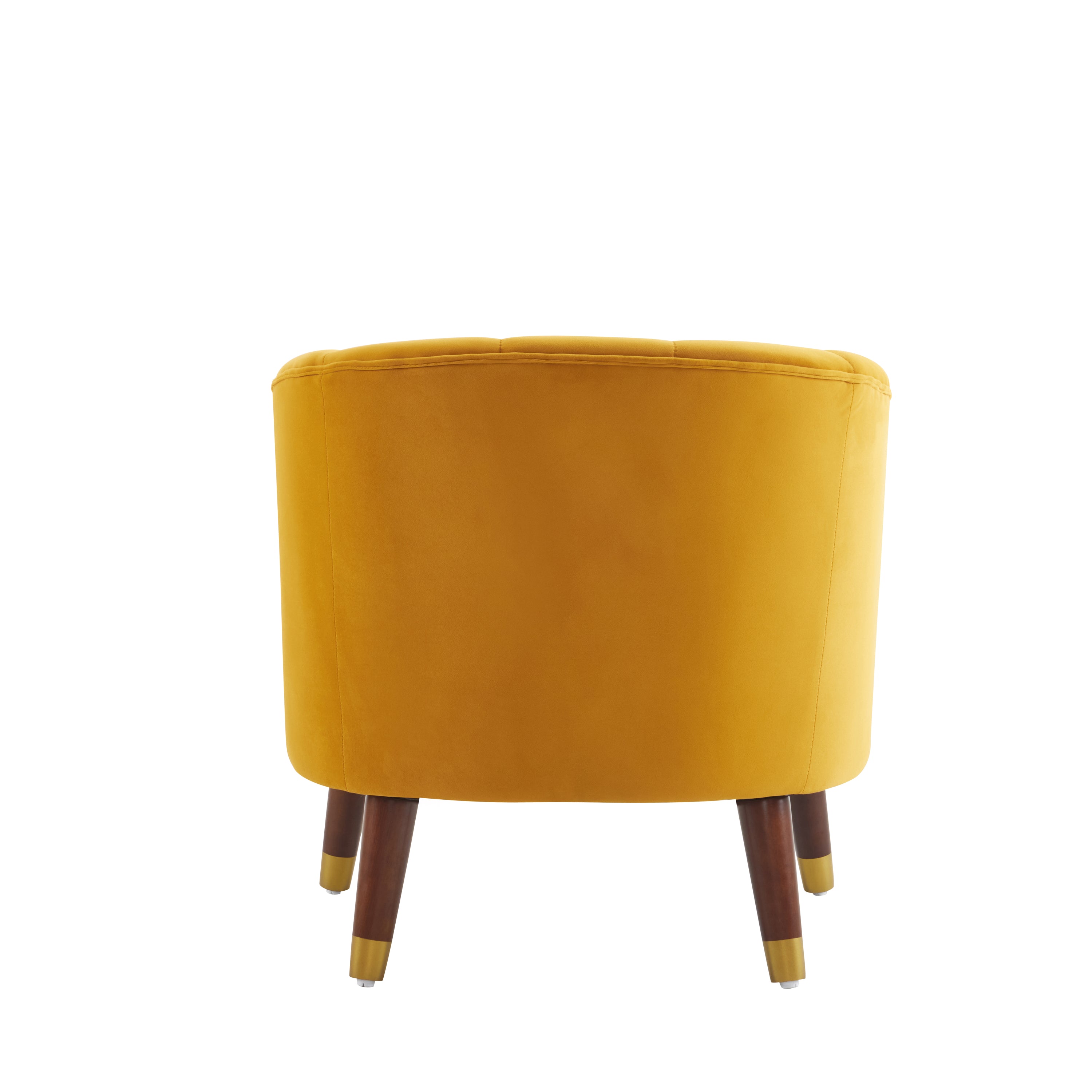 Chaise d'appoint rembourrée en forme de tonneau avec pieds en bois