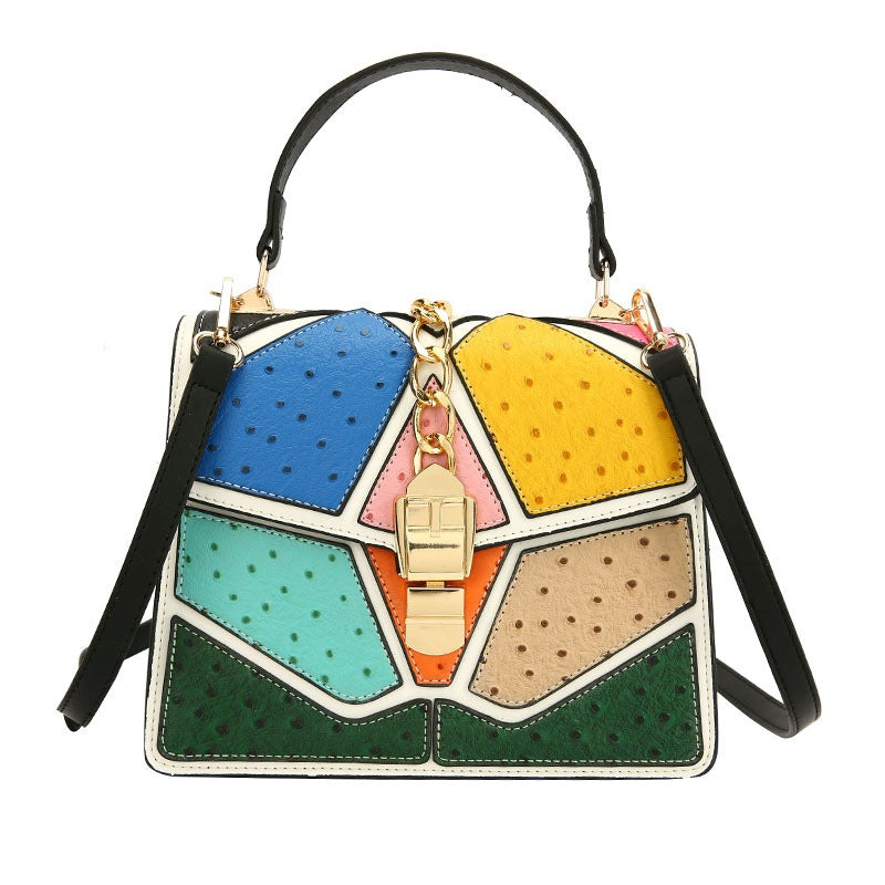 Petit sac carré à bandoulière, polyvalent pour femme, à blocage de couleur