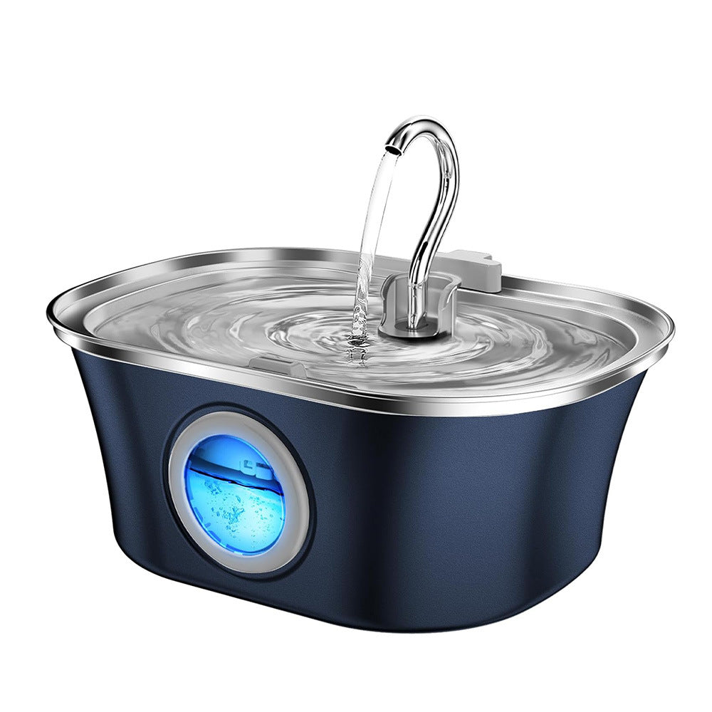 Fontaine à eau pour chat 3,2 L avec fenêtre de niveau d'eau, fontaine à eau automatique en acier inoxydable pour animaux de compagnie, distributeur d'eau pour chien, USB durable