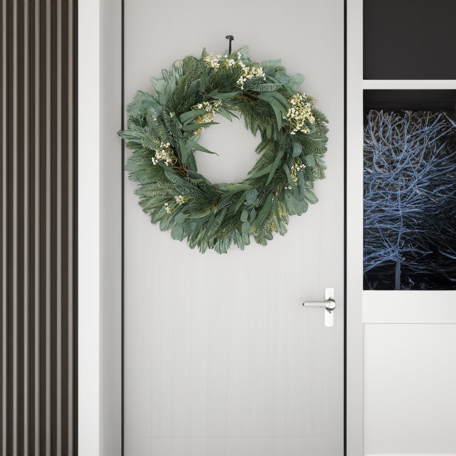 30 pouces Feuilles d'eucalyptus, brindilles de pin, couronne d'étoiles