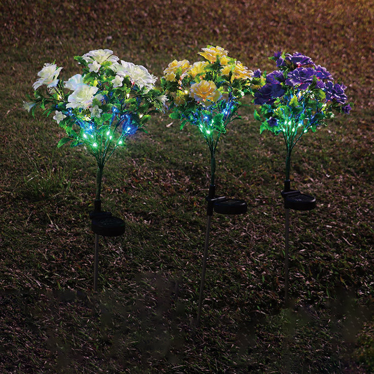 Led Solar Lantern Outdoor Garden Courtyard Decoration Lawn Lamp Simulation Solar Hibiscus Flower