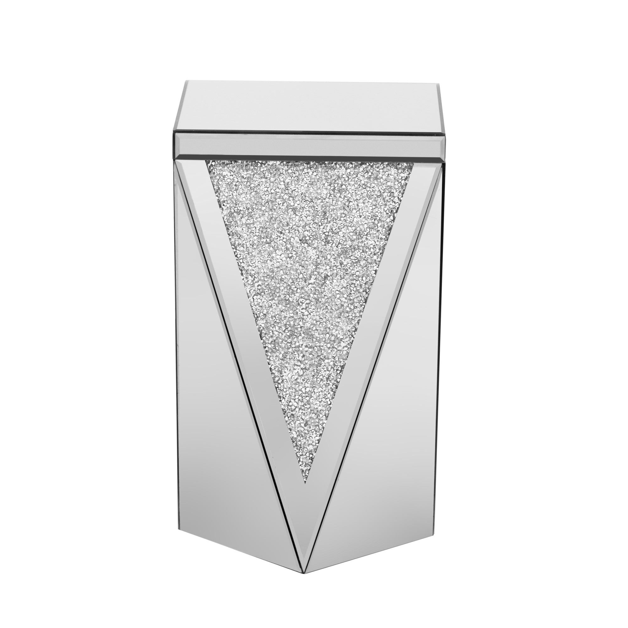 Table d'appoint carrée en miroir argenté U-Can de 13,8 po, table d'appoint moderne avec diamant concassé pour le salon, aucun assemblage requis