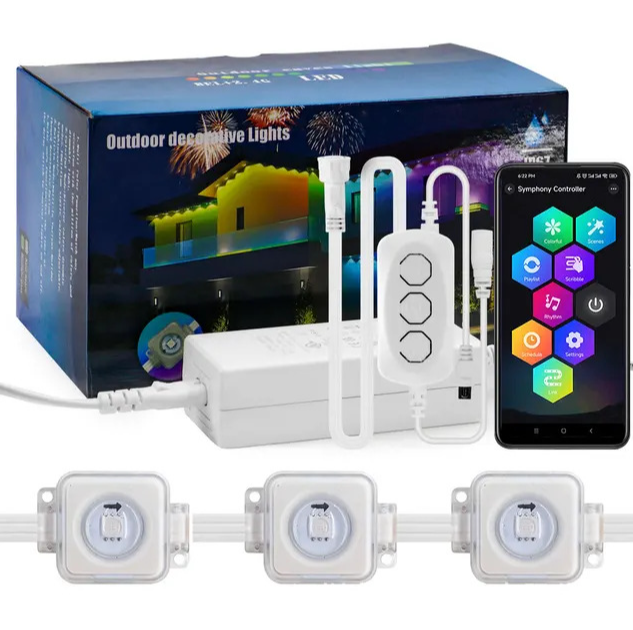 Guirlande lumineuse LED RGB étanche à 60 LED pour extérieur, 30 m, éclairage permanent pour scène, Noël, anniversaire, vacances, fête